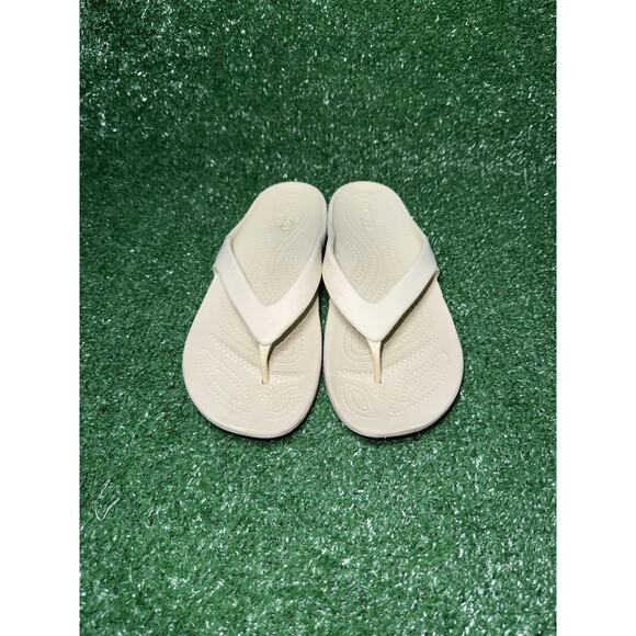 Crocs Kadee II Flip Flop Sandals Beige Tan Strappy Beach Slides Womens Size 7 - Picture 7 of 8